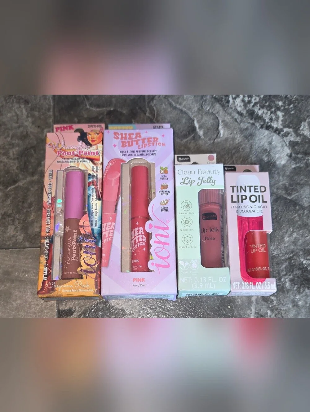 Lip Bundle- Tinted Lip Oil, Shea Butter Lipstick, Lip Jelly & More BNIB
